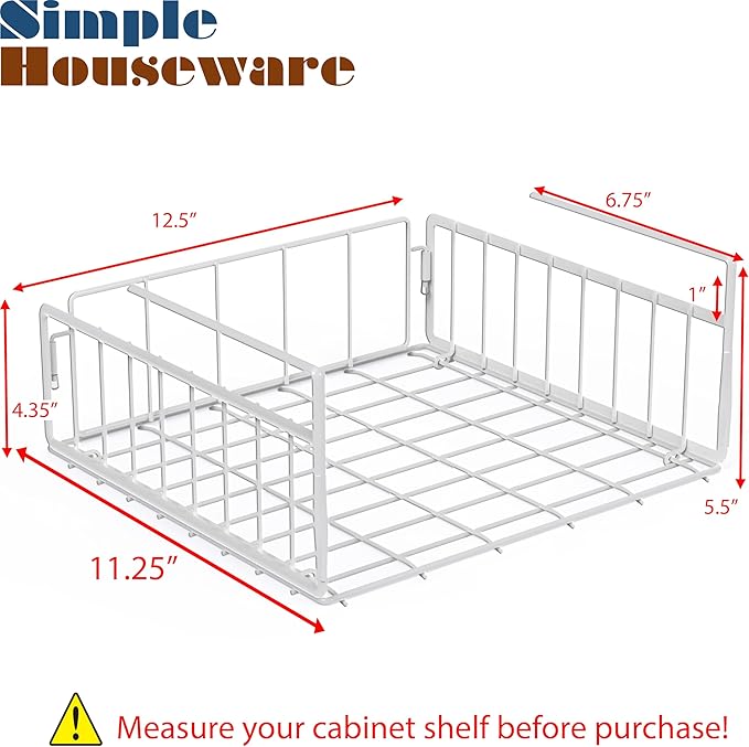 Simple Houseware Under Shelf Basket, White