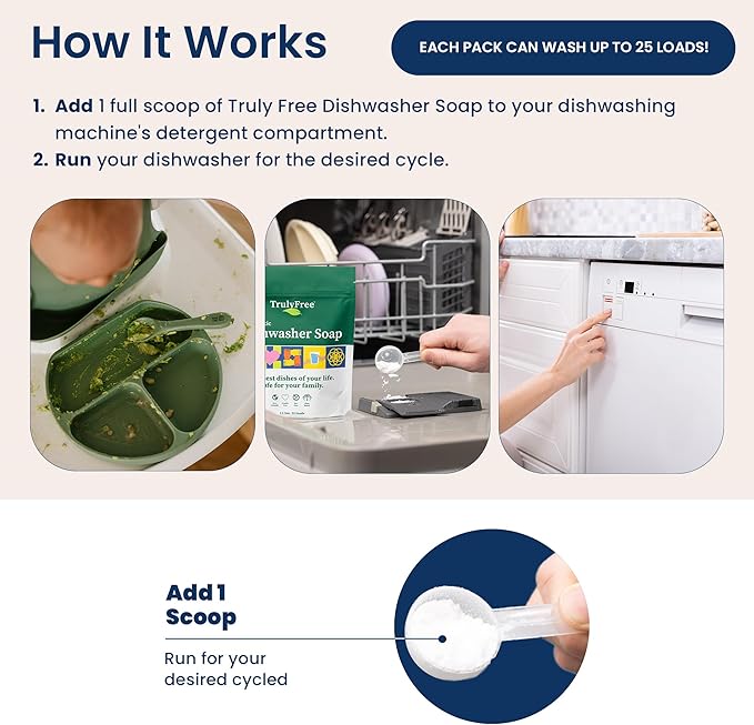 Automatic Dishwasher Detergent Powder - Concentrated Dishwashing Detergent, Dish Soap, Hard Water Stain Remover, Kitchen Cleaning Supplies, No Harmful Ingredients - 12.5 oz (Pack of 3)