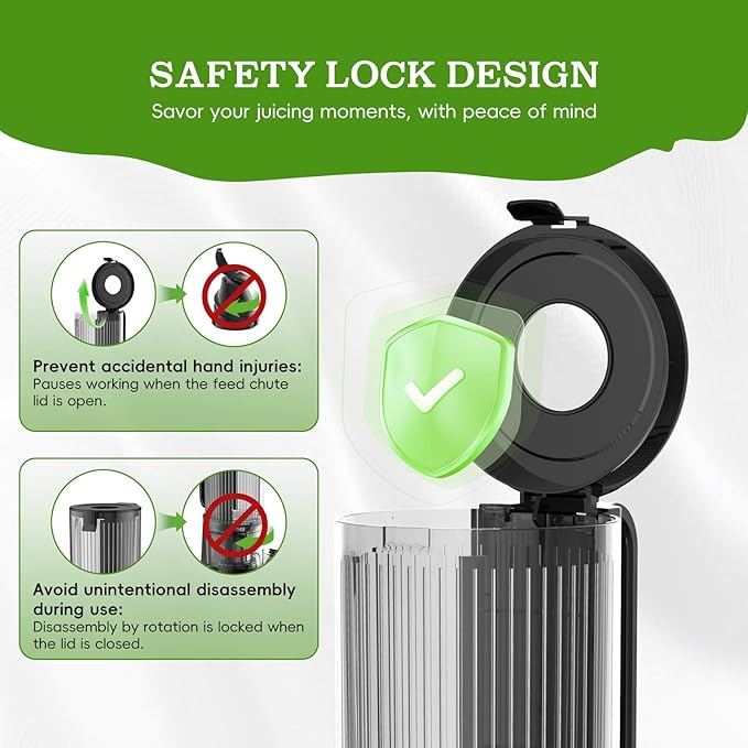 Cold Press Juicer, Juicer Machines with 4.35'' Wide Feed Chute, Stainless Steel Masticating Juicers Easy to Clean, Ergonomic Operational Panel Design, High Juice Yield, Platinum Color Knob