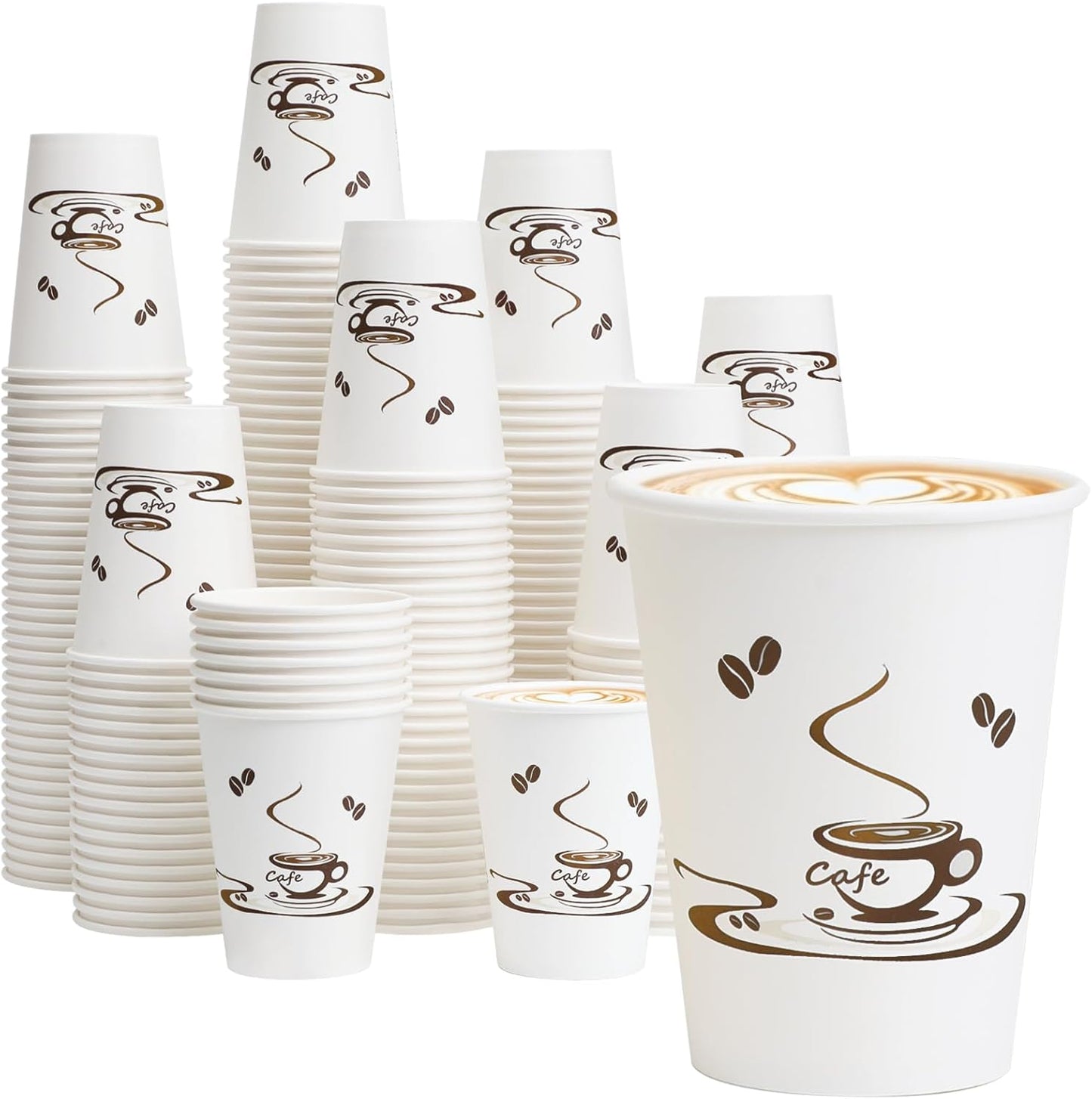 Lamosi 500 Pack 12 OZ Coffee Cups, Disposable Paper Cups for Hot/Cold Beverage, Leak-Free Paper Coffee Cups no Lids for Cafe, Restaurant, Office and Home