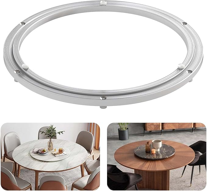 Pisman Aluminium Alloy Turntable Bearing, Heavy Duty Lazy Susan Rotating Bearing Turntable,Smooth Swivel Plate Hardware for Round Dining Table,DIY. Silent Rotating Base Only(16inch)