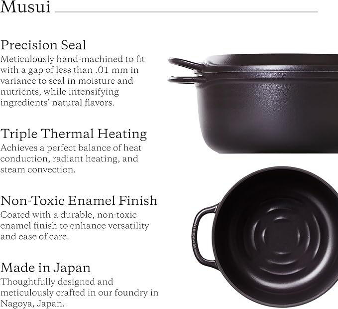 Vermicular Musui–Kamado (RICEPOT) | Cast Iron Induction Cooker | Precision Multicooker | Japanese Rice Cooker | Slow Cooker | Non-Toxic Enameled Cast Iron Pot | Matte Black & Silver | US Model (120V)
