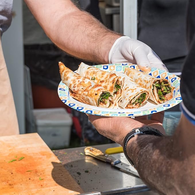 MUCHII Paper Plates 10 Inch, 120 Count Disposable Paper Plates Bulk, Soak and Cut Proof for Party,Picnic, Family Gatherings