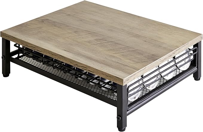 IBUYKE Wooden Coffee Pod Drawer Holder,Pod Holder,40 Capsule Pods,Coffee Pod Holder Drawer With Mesh Shelves,Home Kitchen Counter Organizer,Greige TCJ101Y