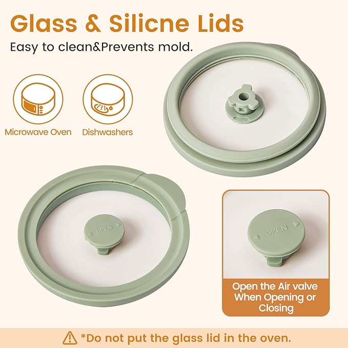 Glass Food Storage Jars with Lids[Set of 3], Perfect for Pasta, Cookies, Nuts, Coffee, Cereal, Flour, and More, Organize Your Kitchen with these BPA-Free Glass Jars with Silicone Lids