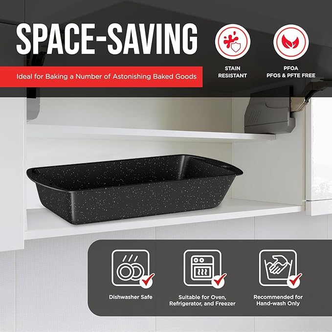 BAKKENMASTER Loaf Pan Set 1-Piece - Deluxe Nonstick Carbon Steel Bakeware for Perfect Bread and Cakes – Dishwasher Safe, Premium Pans for Home Baking