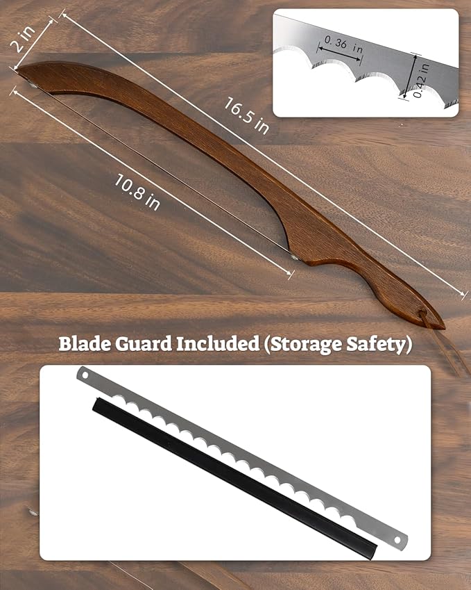 16.5” Bread slicer for Homemade Bread, Serrated Bread Knife for homemade bread with Bow Design, Premium Bread Knife, Bread Slicer, Bread Cutter for Bagels, Baguettes, Dark Brown Color