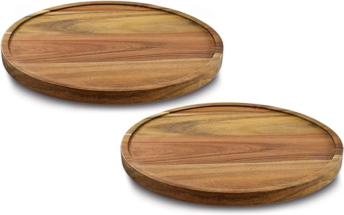 10" Acacia Wood Lazy Susan Organizer Kitchen Turntable for Cabinet Pantry Table Organization,2 Pack