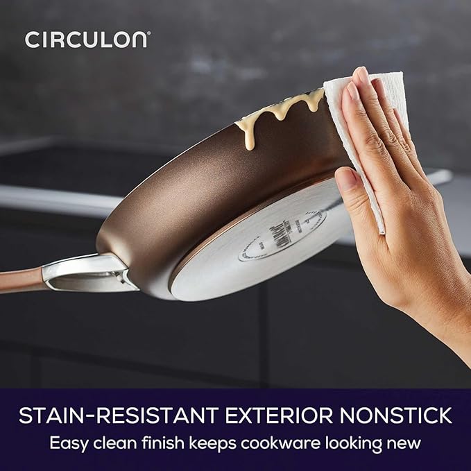 Circulon Symmetry Dishwasher Safe Hard Anodized Nonstick Cookware Pots and Pans Set, 11-Piece, Chocolate