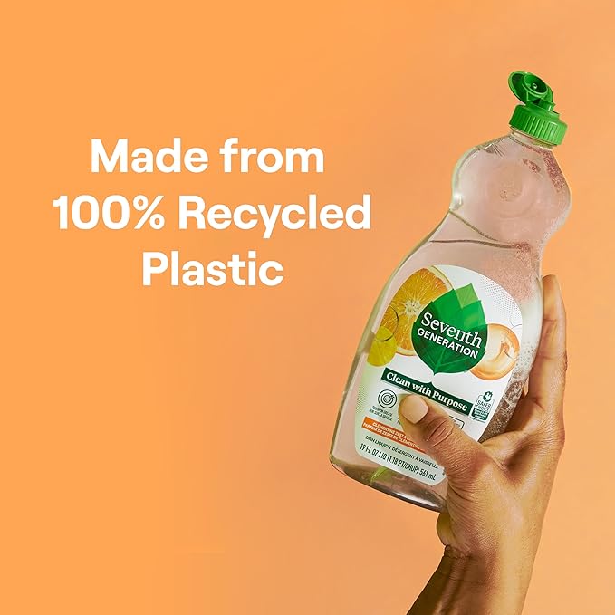 Seventh Generation Dish Liquid Soap Clementine Zest Lemongrass Pack of 6 Dishwashing Soap Liquid Soap 19 oz