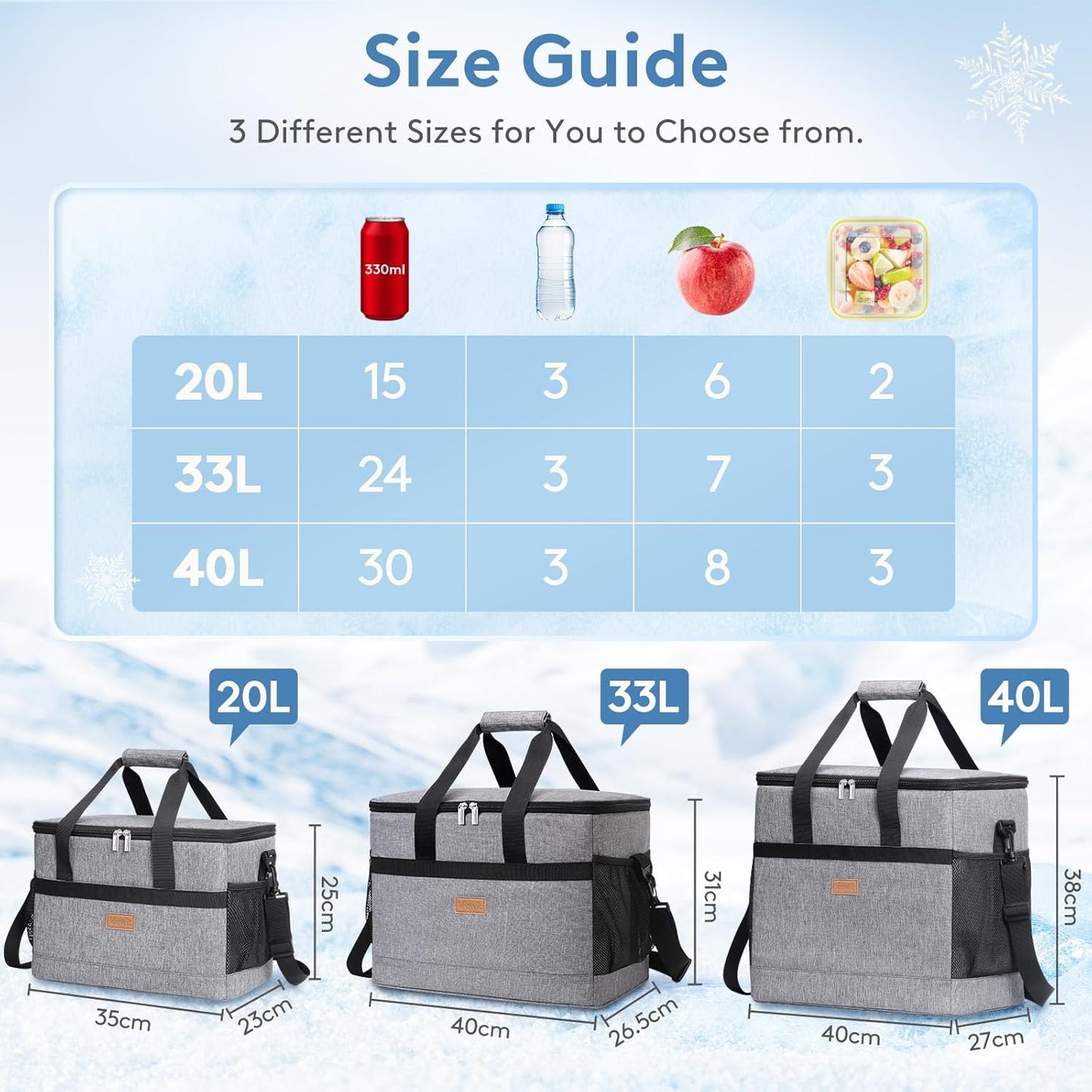 Lifewit Cooler Bag 30/50/60 Cans Collapsible and Insulated Large Lunch Bag Leakproof Soft Cooler Portable Tote for Camping/BBQ/Family Outdoor Activities