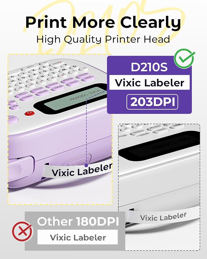 Label Maker Machine with Tapes, D210S Portable Label Maker, Label Machine with USB-C to Stay Powered, Labeler Features Chain Print to Reduce Label Wastes for Home Kids Items Office Organization