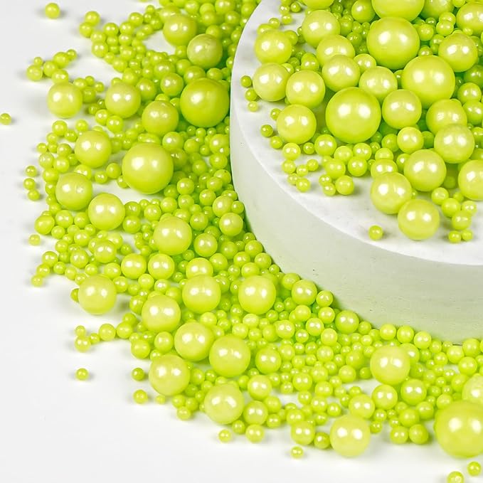 Christmas Green Pearl Sprinkles, Edible Candy Sugar Pearls, 150g/5.29oz, Mix Size, Cake Decorations & Cupcake Toppers, Wedding Party, Easter, Valentine's Day, Christmas Supplies
