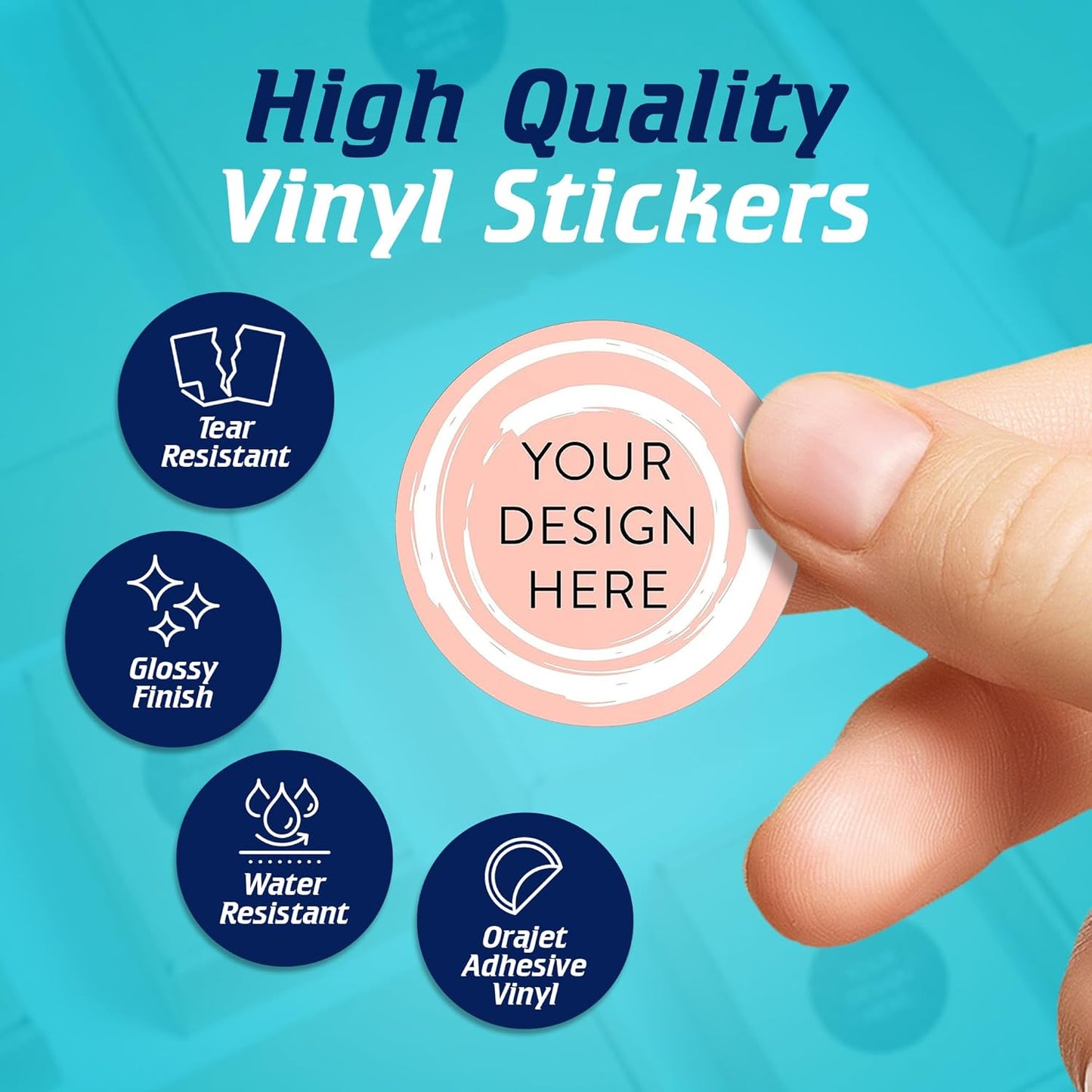100 Custom Vinyl Stickers - Upload Your own Image, Text, Design, Logo - Personalized Logo Labels for Handmade, Packaging, Bottle, Jars, Candle, Brand Stickers (Peach, 1.5x1.5)