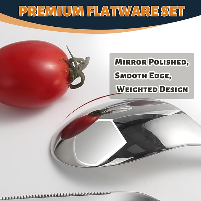 Silverware Set for 4, Heavy Duty Stainless Steel Cutlery Set Flatware Set,20 Piece Premium Silverware, Mirror Polished Modern Cutlery include Fork Knife Spoon Set,Dishwasher Safe