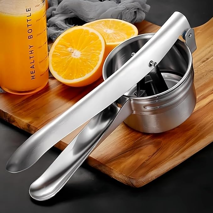 Stainless Steel Potato Ricer Masher,Multi Functional Potato Ricer Press for Pressing Potatoes, Fruits, Vegetables,Manual Masher Kitchen Tool,with 3 Removable and Interchangeable Discs (Bottom Hole)