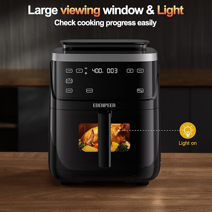 Steam Air Fryer, Non Toxic,12-IN-1 Large Air Fryers with Superior Airflow, Self-Cleaning Smart Digital Fryer, Air Fry, Roast, Reheat, Dehydrate, Air Crisp Technology with 420F for Hot, 7.5 QT