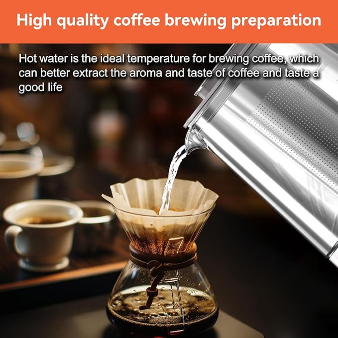 Titanium & Stainless Steel Electric Kettle with Tea Infuser and Temperature Control,1.5L Glass Tea Maker,1500W Rapid Boiling,Programmable Control for your Favorite Teas and Coffee-Grey