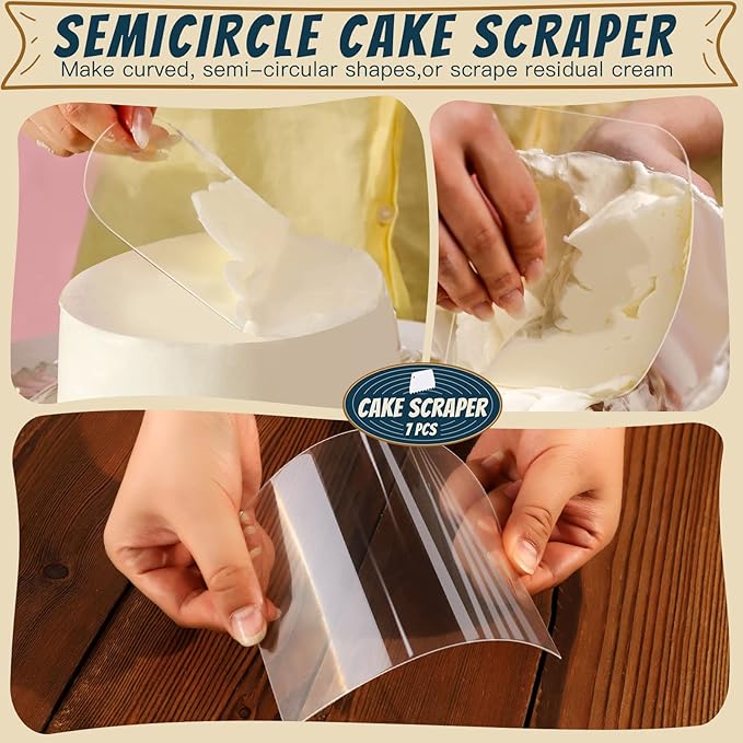 Teenitor Cake Scraper Cake Smoother, 7 Pcs Dough Scraper Bowl Scraper Cake Cutter Cake Spatula Bench Scraper Kitchen Plastic Scraper Tool Cake Decorating Kit
