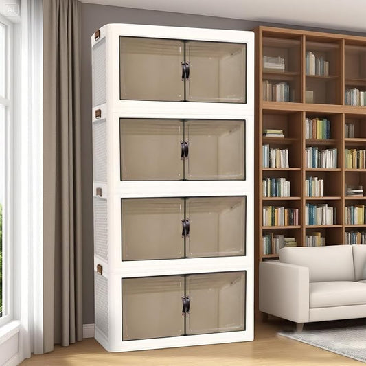 YUFER 480QT (4Packs, 120QT) Stackable Storage Bins with Lid - Heavy Duty Storage Shelves, Large Plastic Containers with Secure Lids for Closet, Bathroom, Garage & Home Organization