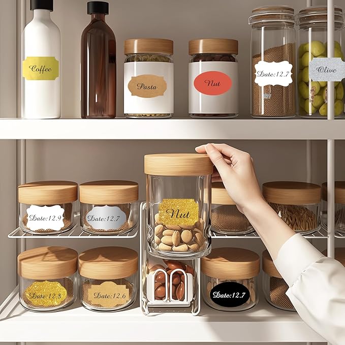 350 PCS Gift Tags Stickers Name Labels Stickers,2" x 1.2" Fancy Shape Stickers Self-Adhesive Handmade Bottle All-Purpose Jar Labels for Presents Cosmetic Decoration Jars Food Craft (Red)