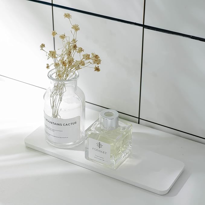 Set of 4 Water Absorbent Stone Trays, Kitchen/Bathroom Soap Dish, Instant Dry Sink Organizers Used for Hand Soap & Plants & Toiletries in The Modern Home