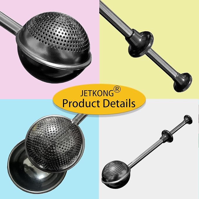 JETKONG Baker's Dusting Wand for Sugar, Flour and Spices, Stainless Steel Powdered Sugar Shaker Duster Sifter, Set of 2 (Black)