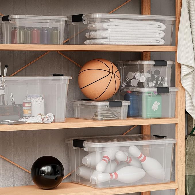 Superio Clear Storage Bins with Lids, Stackable Storage Box with Latches and Handles, Extra Small, 2 Pack 1.75 Quart