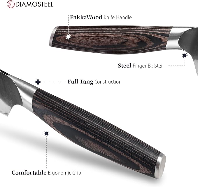 Kitchen Knife Set - 3 Pieces Knives Set for Kitchen High Carbon 9CR18MOV Steel, Hammered Black Oxide Blade & Pakkawood Handle - Profession Chef Knife Set Elegant Holiday Gift for Chefs