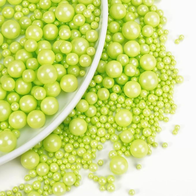 Dazzjoy Edible Green Pearl Sprinkles, Mix Size, 130g/4.58oz, Cupcake Toppers, Cake Decorations, Ice Cream, Easter, Wedding Party Valentines Easter Supplies