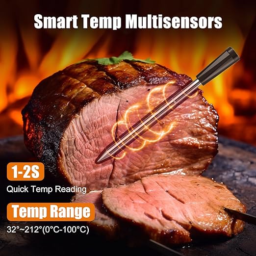 INSMART Wireless Smart Meat Thermometer,330FT Bluetooth Range,100% Waterproof,Precision Cooking Grilling,Multi Sensors,for BBQ,Oven,Grill,Kitchen,Smoker, Rotisserie Turkey Beef/iOS & Android App