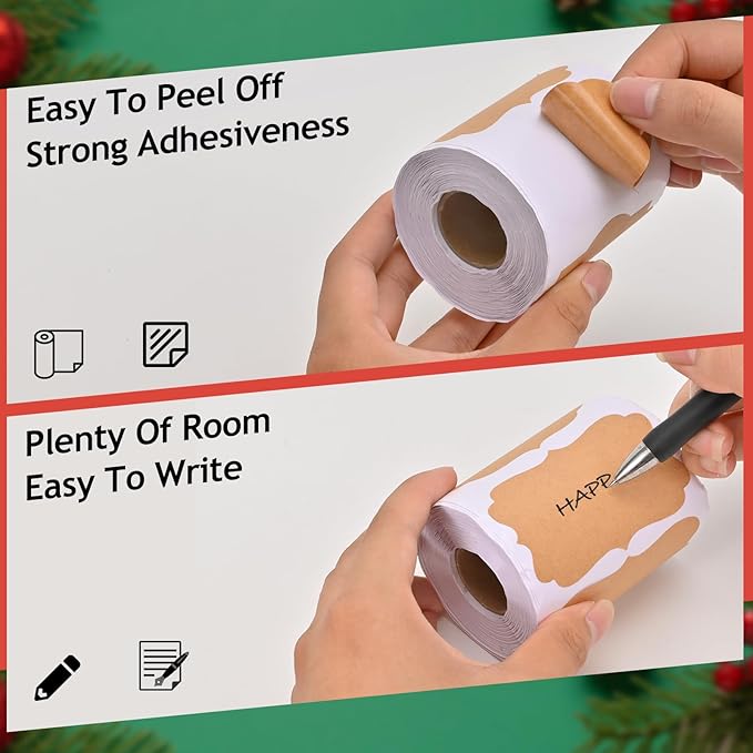 500 Pcs Gift Tags Name Label Stickers, 2 Different Sizes 2"*3" and 1.2 * 2" Self-Adhesive Brown Kraft Labels Stickers for Presents Decoration, Jars, Pantry Canning Bottle, Cosmetic Tag