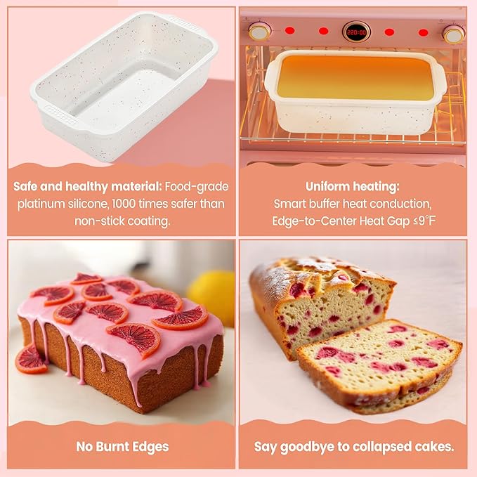 SJ Silicone Bread Loaf Pan with Metal Reinforced Frame, 9.5 x 5 in Non-stick Silicone 1 lb Loaf Pan for Baking, 2 Pack Durable Bread Pan for Oven Dishwasher Safe - Cream