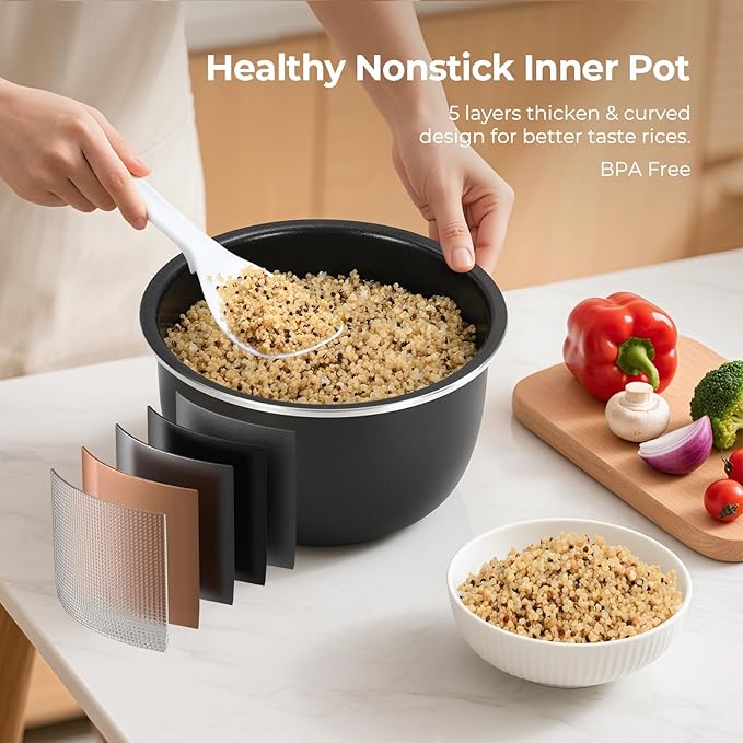 Narcissus 3.5-Cup Rice Cooker for 1-3 People, Multifunctional for Rice, Oatmeal, Quinoa - Slow Cook, Steam, Cook Rice & Steam Dish Together, White