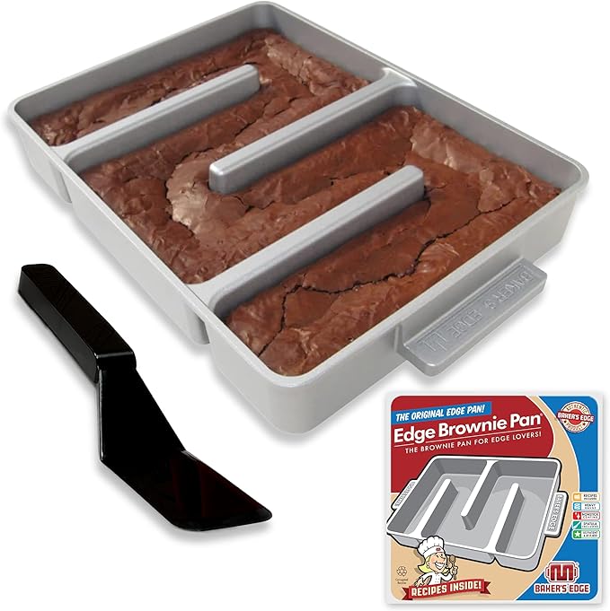 Baker's Edge Brownie Pan, The Original All Edges Brownie Pan for Baking | Premium Double Nonstick Coating, Heavy Gauge Cast Aluminum, Rectangular 9x12” Size Baking Pan - US Patented Design