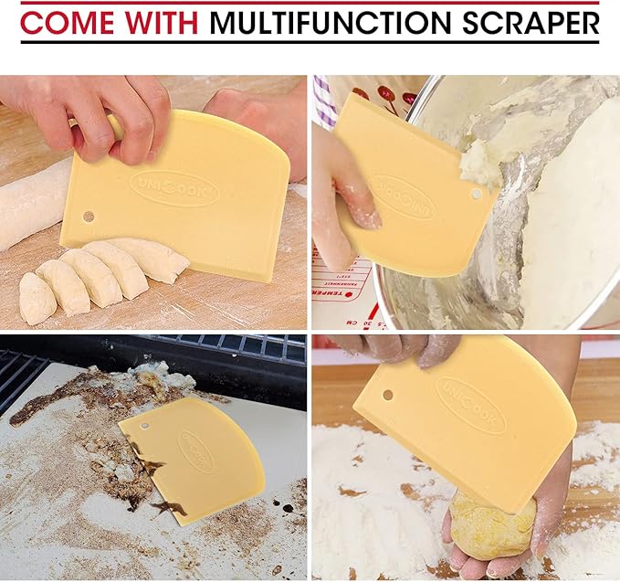 Unicook Pizza Stone 15 Inch, Premium Baking Stone for Oven Grill, Square Cordierite Bread Pizza Pan, Thermal Shock Resistant, Includes Scraper