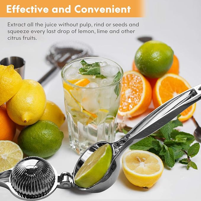 Lemon Squeezer, Lemon Squeezer Juicer, Citrus Juicer Handheld, Metal Lemon Hand Press, Lime Squeezer Bar Tool, Manual Citrus Press w/Stainless Steel Zester