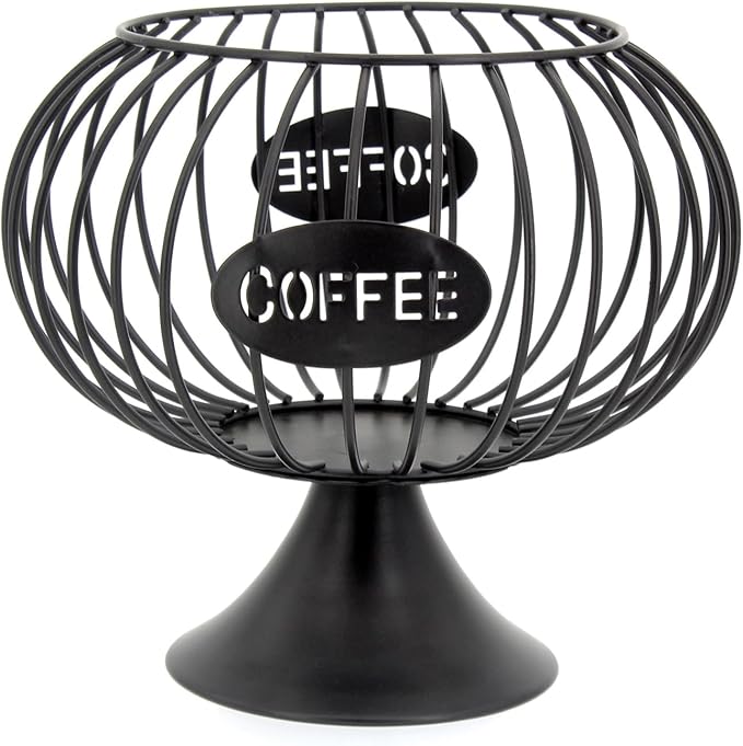 Large Capacity Coffee Pod Holder for Countertop K Cup Organizer Metal Storage Basket for Keuring Pods K Cup Storage for Capsule Creamer Coffee Bar Decor Black