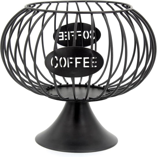 Large Capacity Coffee Pod Holder for Countertop K Cup Organizer Metal Storage Basket for Keuring Pods K Cup Storage for Capsule Creamer Coffee Bar Decor Black