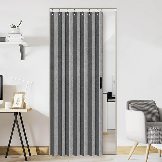 Vatge Closet Curtain for Open Closet, Pleated Folding Curtains for Doorway, Privacy Room Divider for Separation,1 Panel with Tieback, W39 x L78, Grey