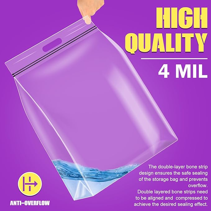 25 Gallon Extra Large Storage Bags 35”x 24”Resealable Clear Bags with Handle 4 Mil Thick Heavy Duty Big Bag for Clothes Pillow Travel Moving,Bedding,Shoes and Toys Storage, Pack of 12