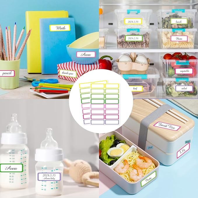 STARLIBOO Removable Labels, Removable Colored Labels Stickers,1x3 Inch Rectangular Stickers, Water/Oil/Tear Resistant for Food Containers/Classroom/Storage (8 Colors, 240 Labels)