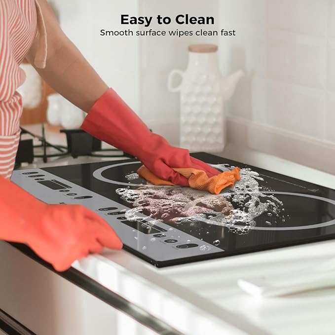 CAMPLUX RV Induction Cooktop 2 Burners 1800W, Electric Cooktop 120V Plug in, Portable Induction Stove with Sensor Touch, Timer, Safety Lock, Countertop/Built-in for RV, Mini Kitchen or Apartments