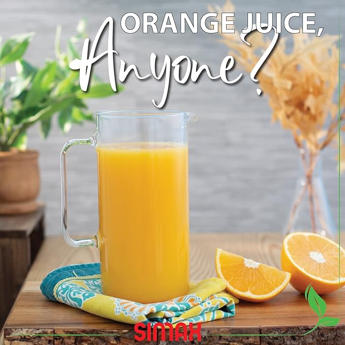 Simax Glass Pitcher, 32 Ounce (1 Quart) Borosilicate Glass, Hot and Cold Safe Iced Tea Pitchers for Drinks, Made in Europe Glass Water Pitcher, Cocktail Jug, Lemonade, Sangria