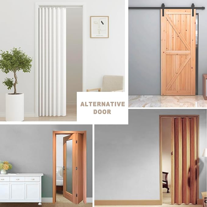 Vatge Pleated Folding Curtains for Doorway - Laundry Room Curtains for Doorway, Bedroom, and Closet Without Door, Room Divider Curtain for Closet Door, 1 Panel with Tieback, W52 x L78, White