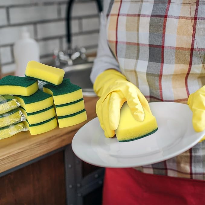 200 Pcs Individually Wrapped Sponges,Uncompressed Non Scratch Scrouing Sponges for Household Cleaning Dishes Kitchen Airbnb Apartment Car Bike