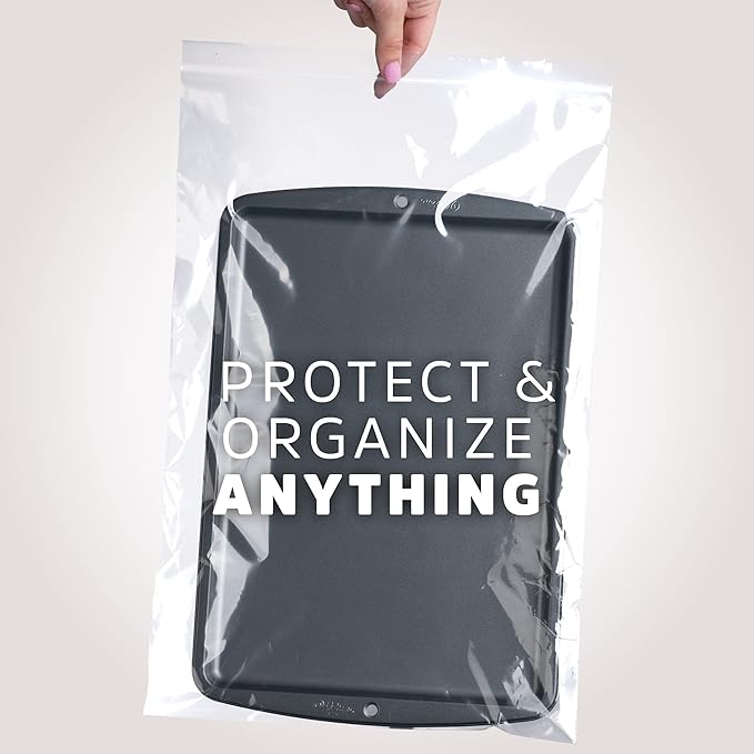 GPI Pack of 100, 12" X 18" Clear Plastic Reclosable Zip Bags - Bulk 2 Mil Thick Strong & Durable Poly Baggies with Resealable Zip Top Lock for Travel, Storage, Packaging & Shipping