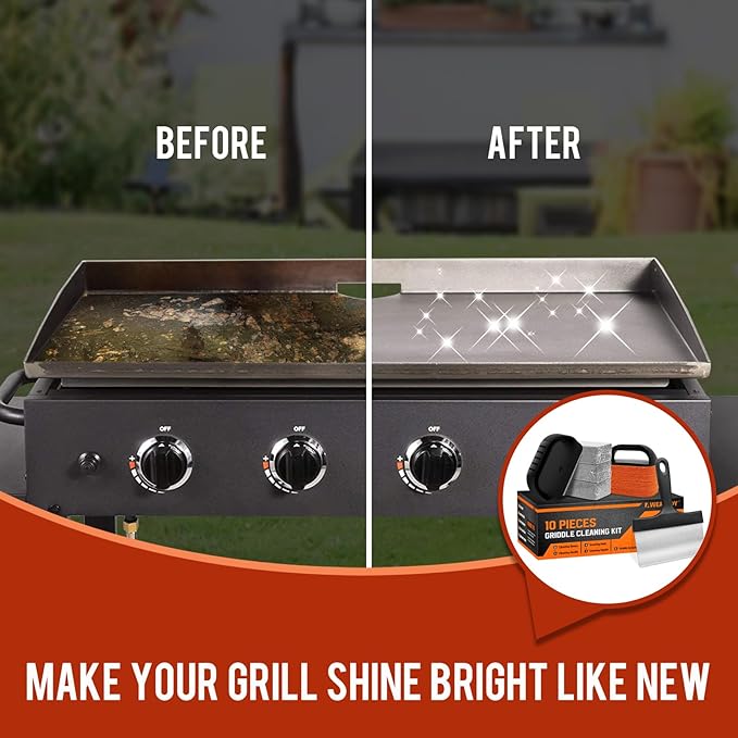 Griddle Cleaning Kit for Blackstone, Flat Top Grill Cleaning Kit with Grill Stone, Griddle Scraper & Griddle Brush Easy to Remove Stain