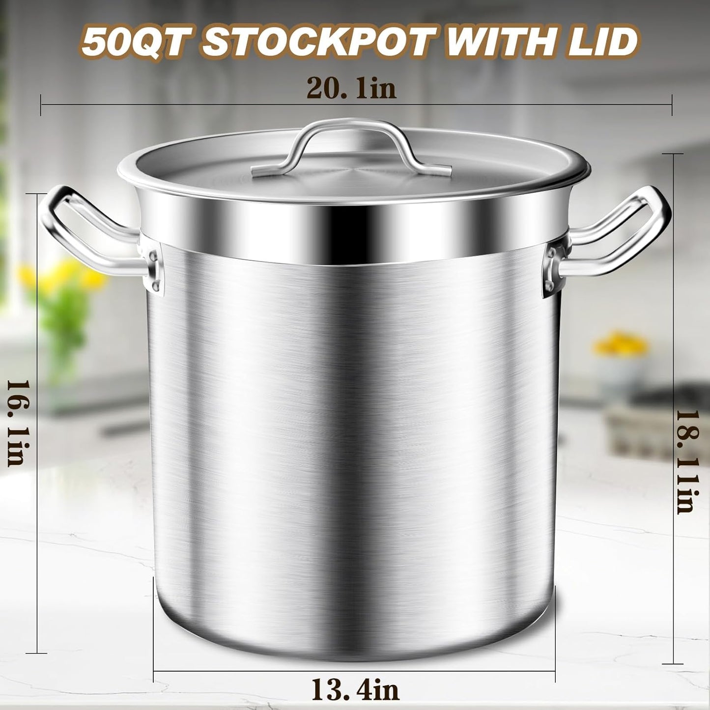 50QT Extra-Large Soup Pot – Perfect for Family Gatherings, Compatible with All Cooking Surfaces