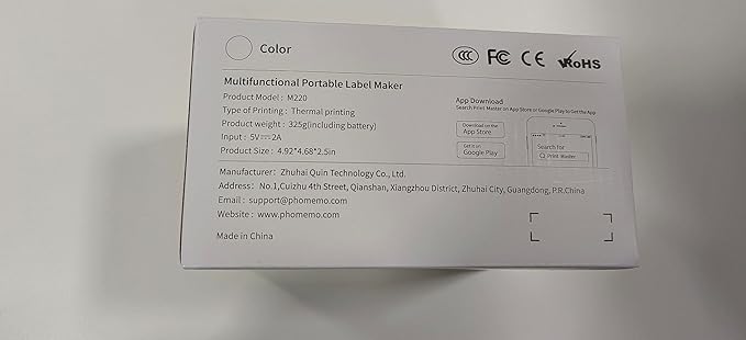 Phomemo M220 Label Maker, Bluetooth Thermal Label Maker Machine for Barcode, Address, Home, Mailing, Small Business,Clothing, Portable Wireless Printer with 1 Rolls Label, Purple